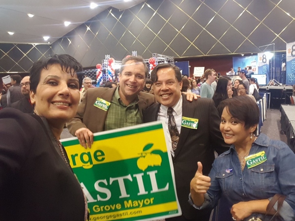 George on election nite with supporters